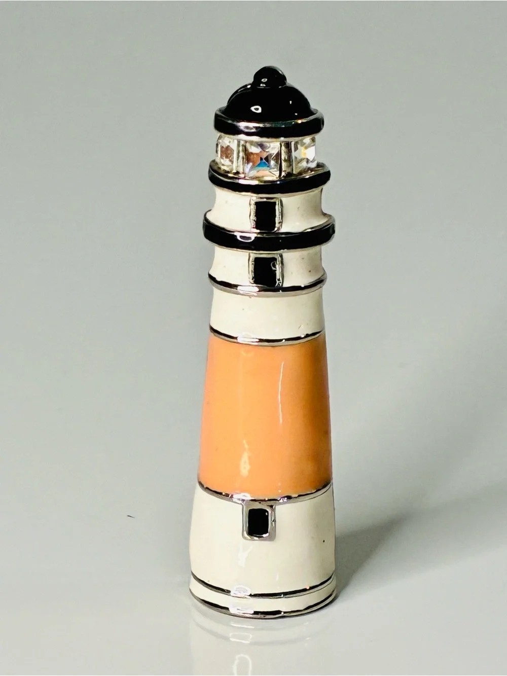 Women Jewelry Brooch - Cream & Orange Lighthouse Pin
